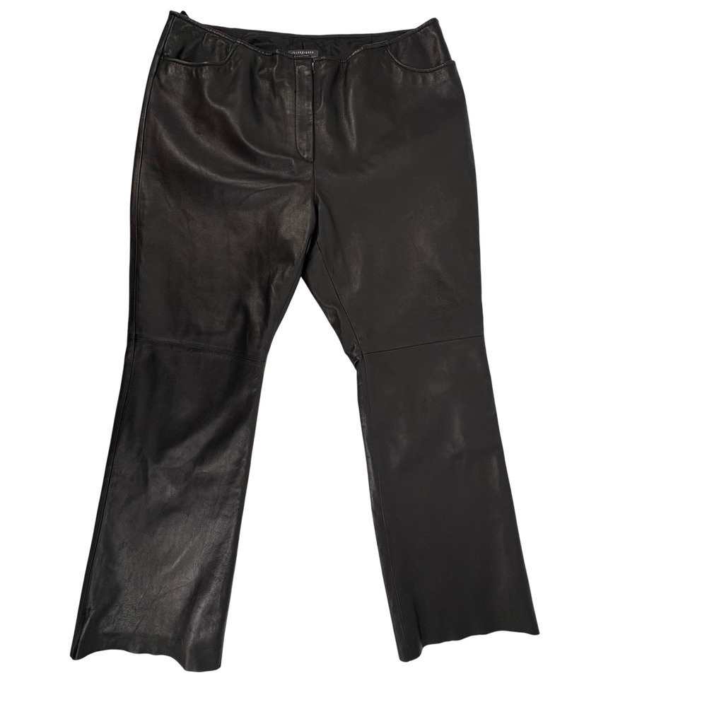 Classiques‎ Entier Petite Chocolate Brown Leather Flare Pants Size 14P